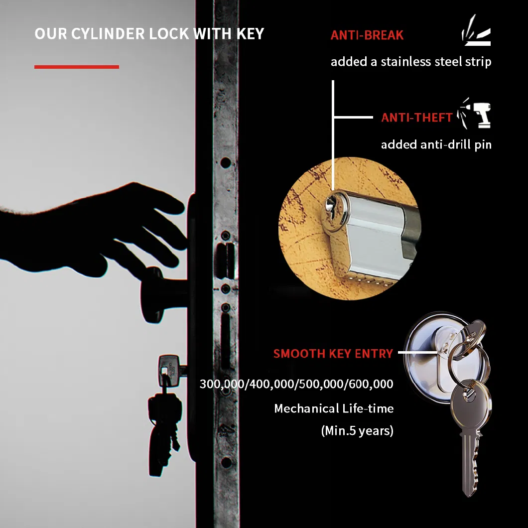 Single Open Brass Door Lock Cylinder with 3 Open Molded Keys
