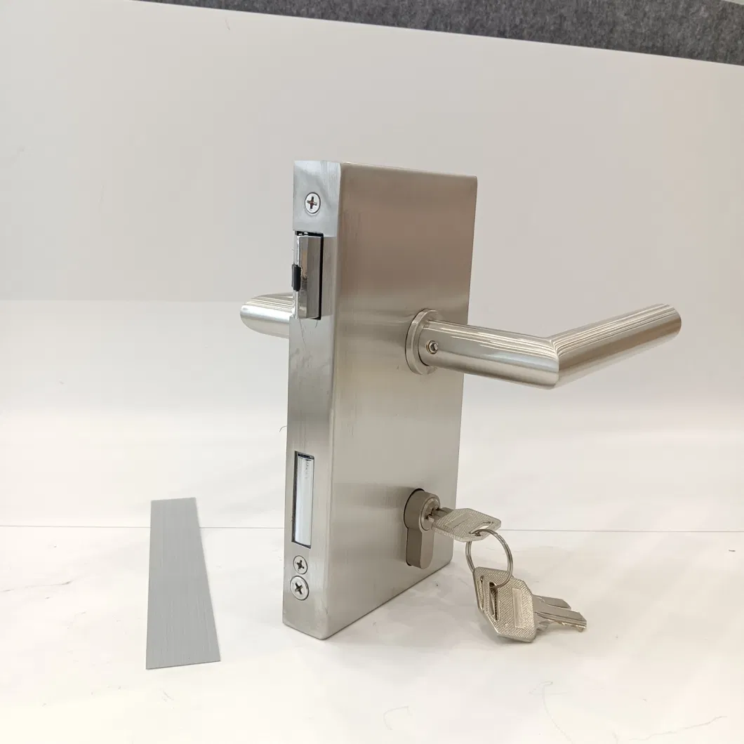 Stainless Steel Office Glass Door Lock with Lock Cylinder and Handle Glass Door Clamp